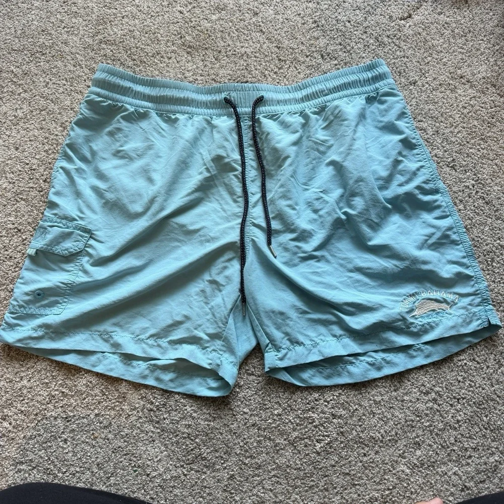 Tommy Bahama Men's XL Blue Trunks Swim Shorts Marlin Logo‎ Mesh Lined Elastic